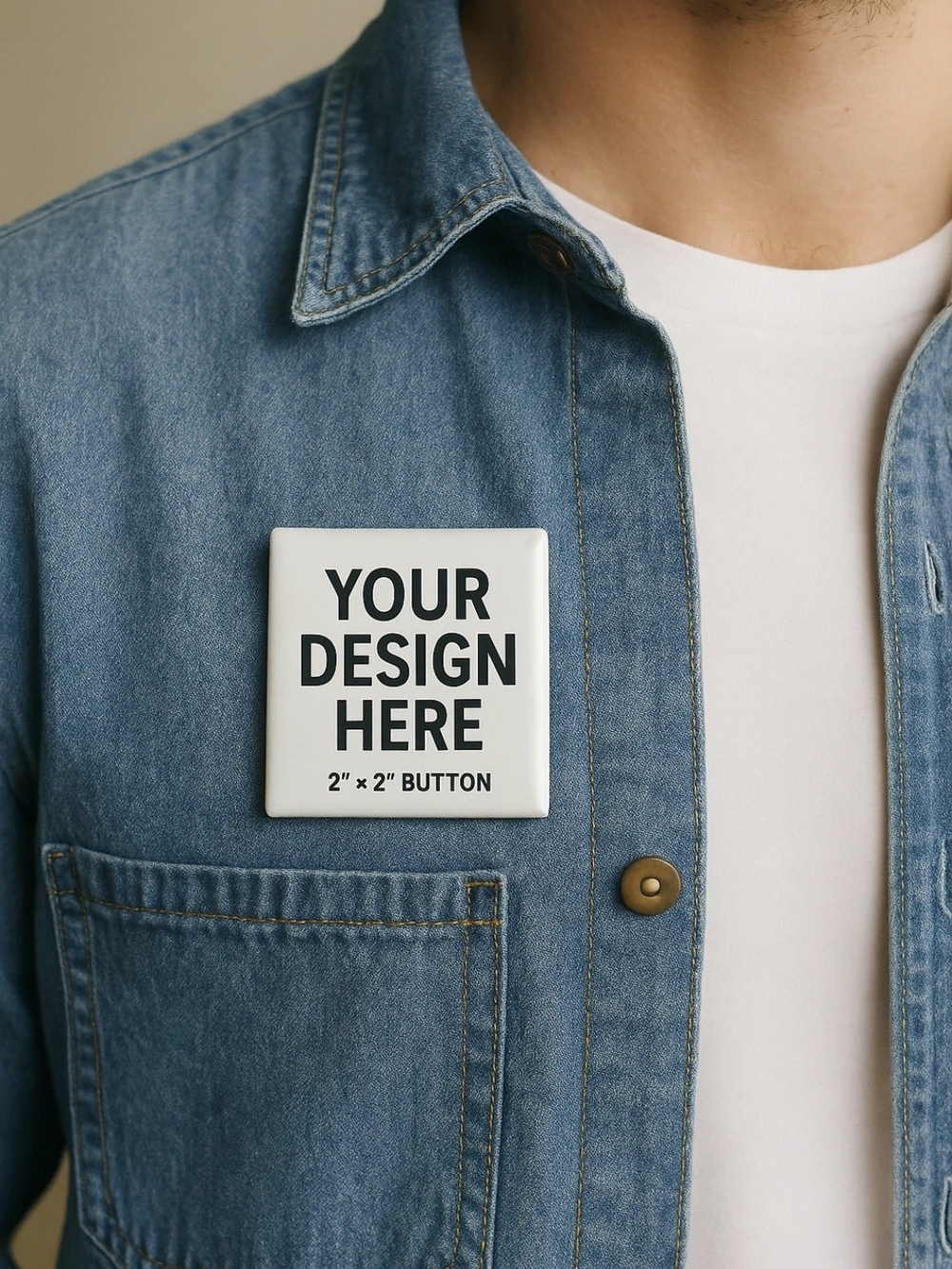 Six Customizable 2" x 2" Square Button Pin - White